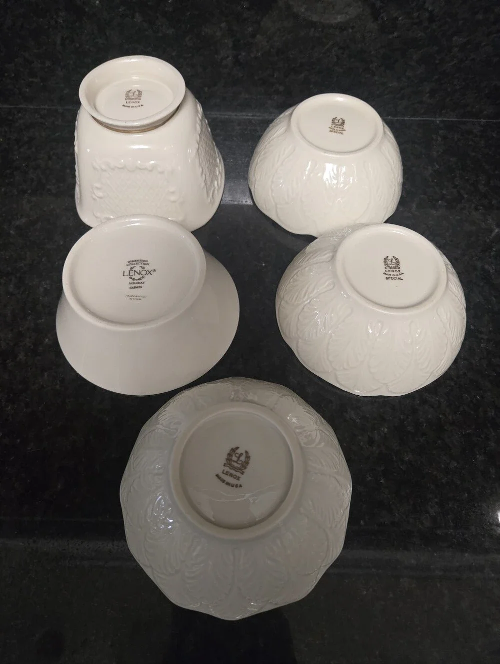 Lenox Holiday Holly White Porcelain Dessert Bowls with Gold Trim
